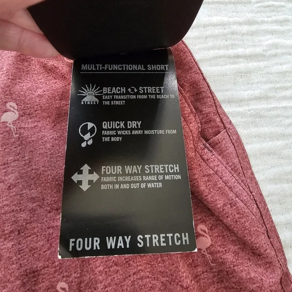 Mens Multi-Functional Beach Shorts Flamingo Chambray Size 30 NWTS - Picture 10 of 10